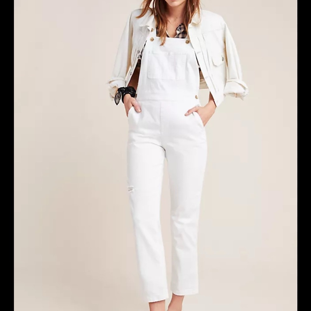 Pilcro ANTHROPOLOGY Cream Denim Overalls